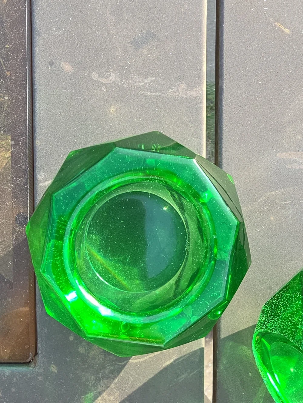Faceted Green Glass Decorative Candle Voltives - Emerald Accent.